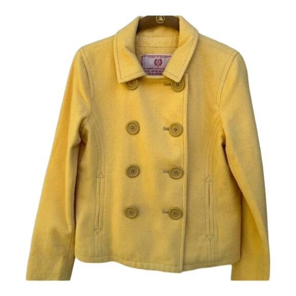 Abercrombie & Fitch Womens Vintage Retro Yellow Wool Peacoat Size Small - Picture 1 of 6